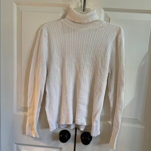 Charter Club White Ribbed Turtleneck Sweater
